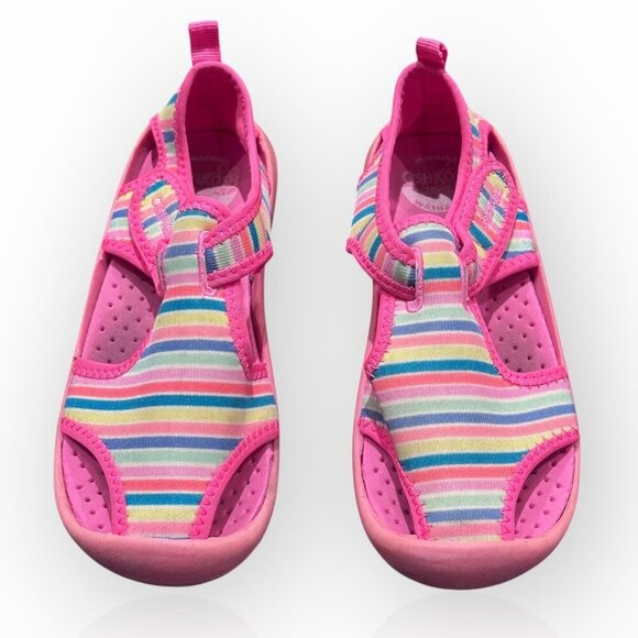 OshKosh Bgosh Aquatic Water Shoes Pink Striped Washable Size Little Girls 1 - Picture 1 of 9